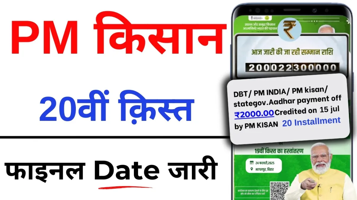 Big Update: PM Kisan Yojana 20th Installment Credited – Check Status Here